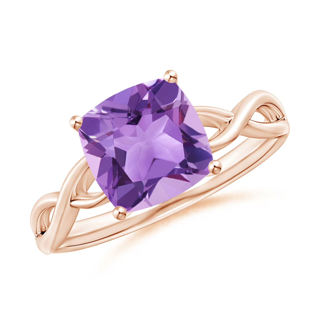 Amethyst Solitaire Engagement Ring in 14K Rose Gold M512