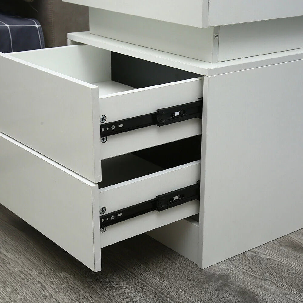 Beige White 2 Drawer High Gloss Nightstand R944