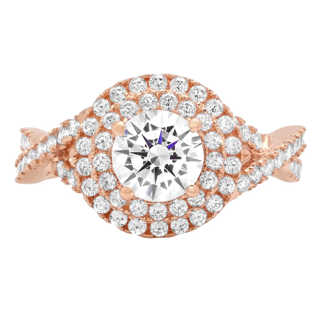 18K Rose Gold Halo Engagement Ring J9724