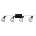 4-Light Matte Black and Faux Wood Track Lighting Kit I4144