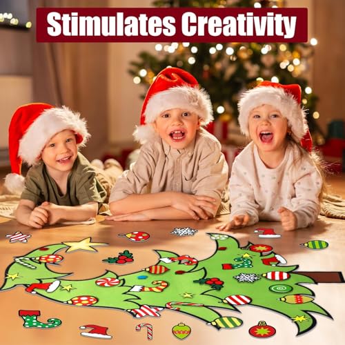 Felt Christmas Tree Ornaments Wall Hanging Xmas Tree Crafts Kit 30 Ornaments 3.12 FT R789