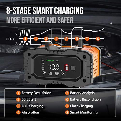 12V 24V LiFePO4 Lead Acid Portable Car Battery Charger G174153