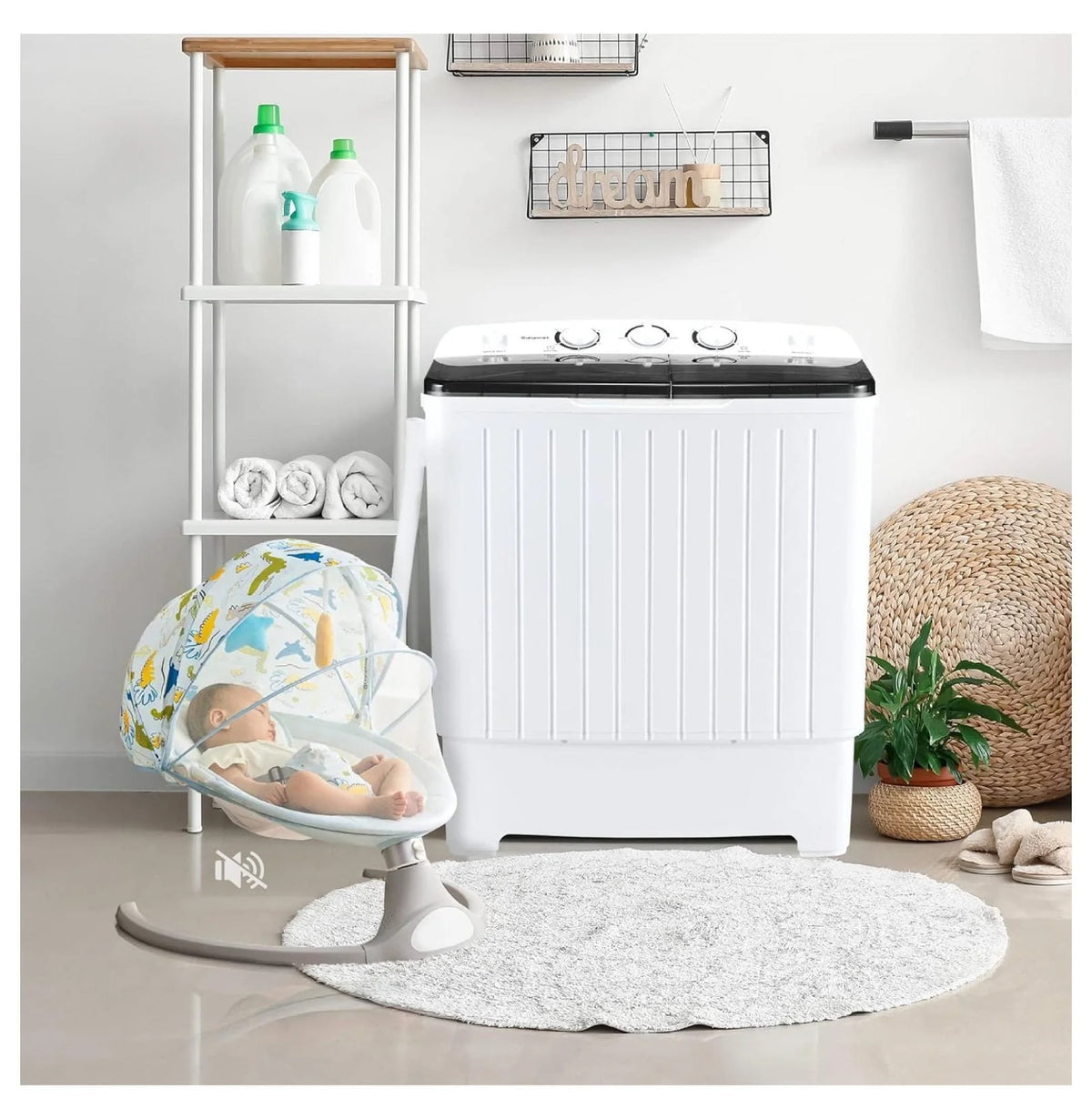 Portable 20lbs Washer and Dryer Combo Black U488509