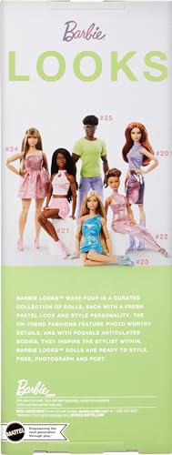 Ken Doll with Curly Black Hair, Chartreuse Tee, Pastel Trousers, Silver Boots K3849