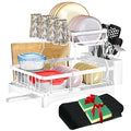 White 2-Tier Metal Dish Drying Rack with Drainboard V3057