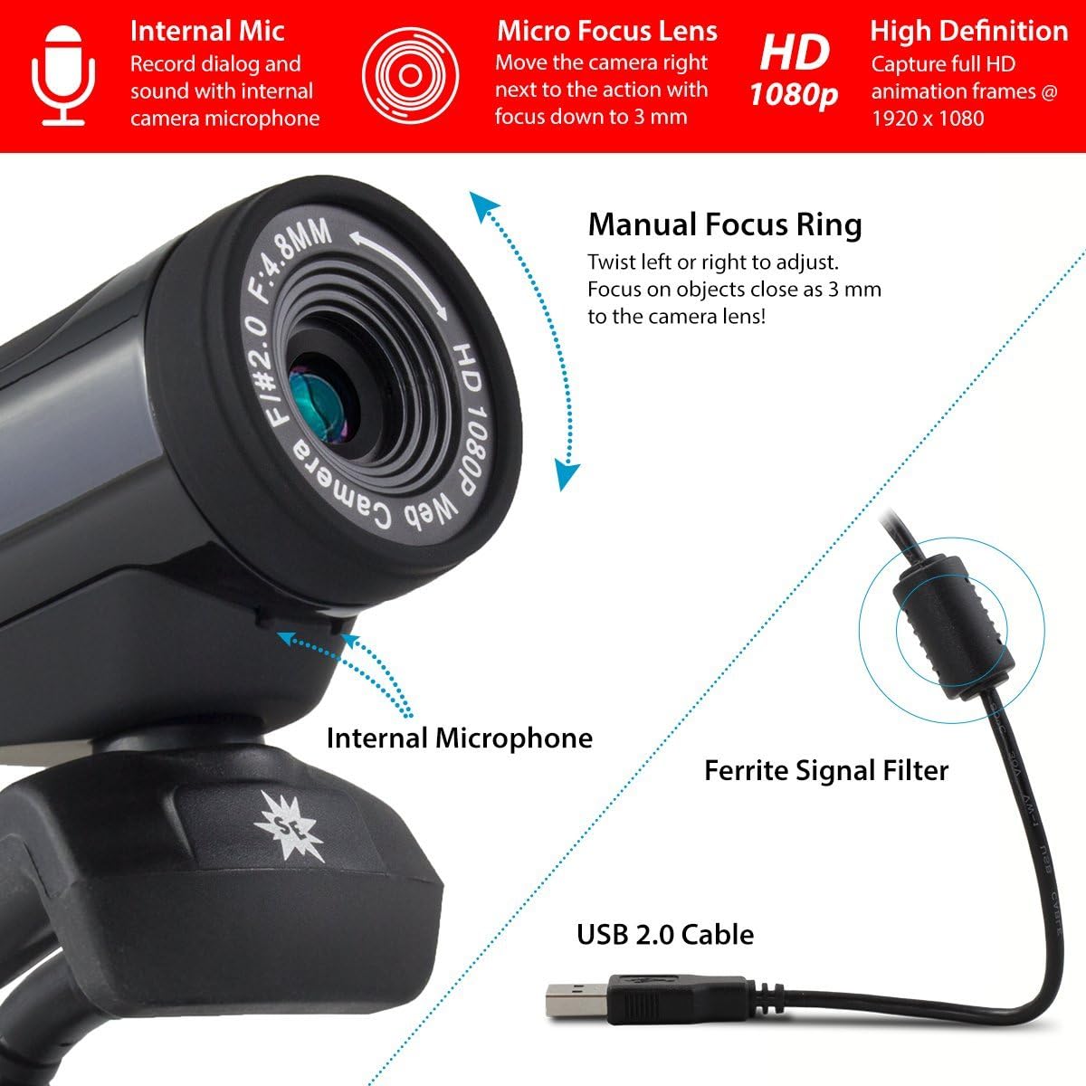 Stop Motion Animation Kit with Full HD 1080P Camera, Animation Software & Book Z3741