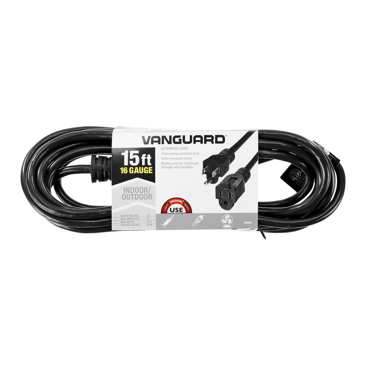 15 ft. 16/3 Gauge Indoor/Outdoor Extension Cord, Black G2249