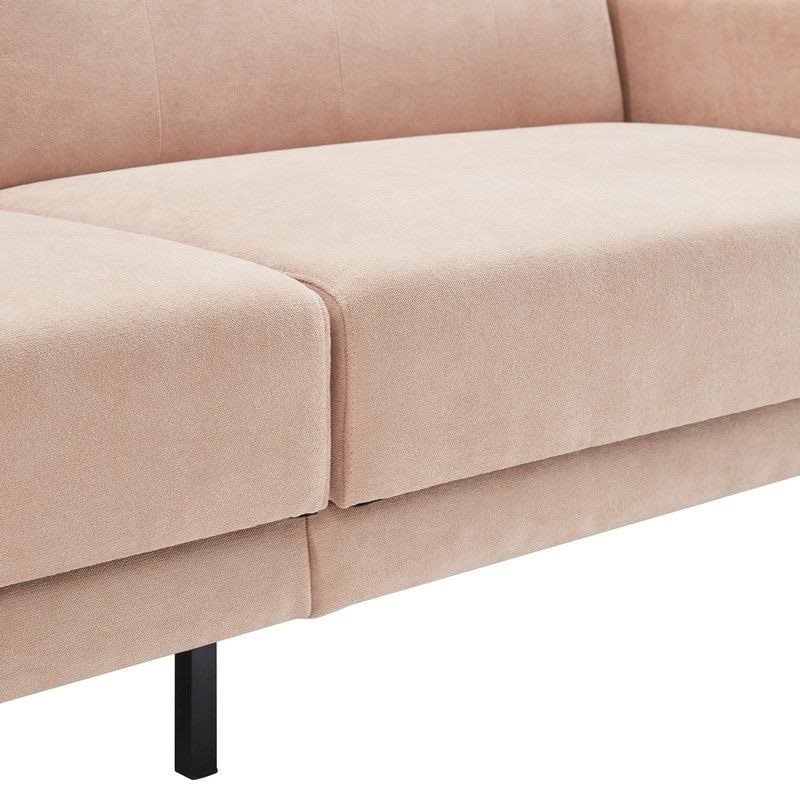 Beige Linen Fabric Folding Futon Sofa Bed with Metal Leg M411620
