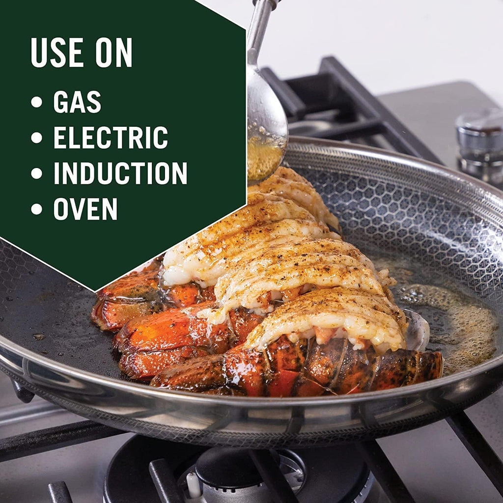 3 Piece Hybrid Stainless Steel Cookware Set with Lid, Non-Stick A983