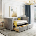 Gray Upholstered Daybed with Drawers L964619