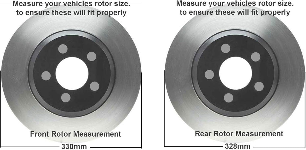 Front and Rear Disc Rotors + Brake Pads J167158
