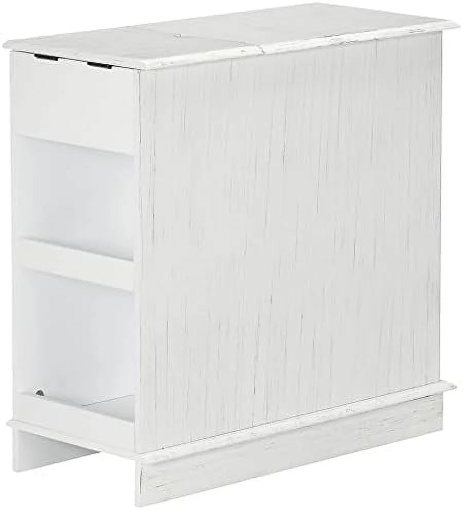 White Flip Top End Table with Drawer W801243