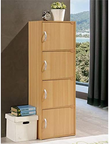 4 Shelf 4 Door Bookcase in Beech Q193
