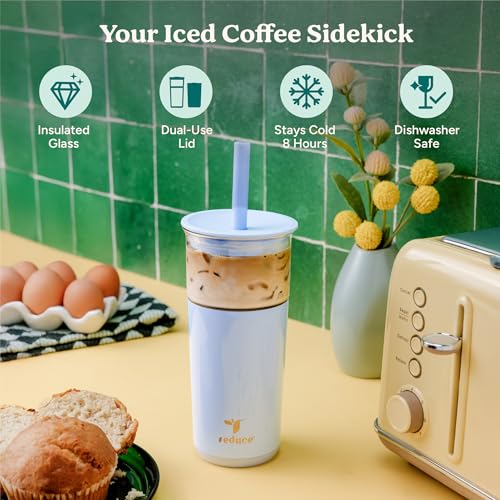 20 oz Vacuum Insulated Glass Tumbler with Lid & Straw G1558