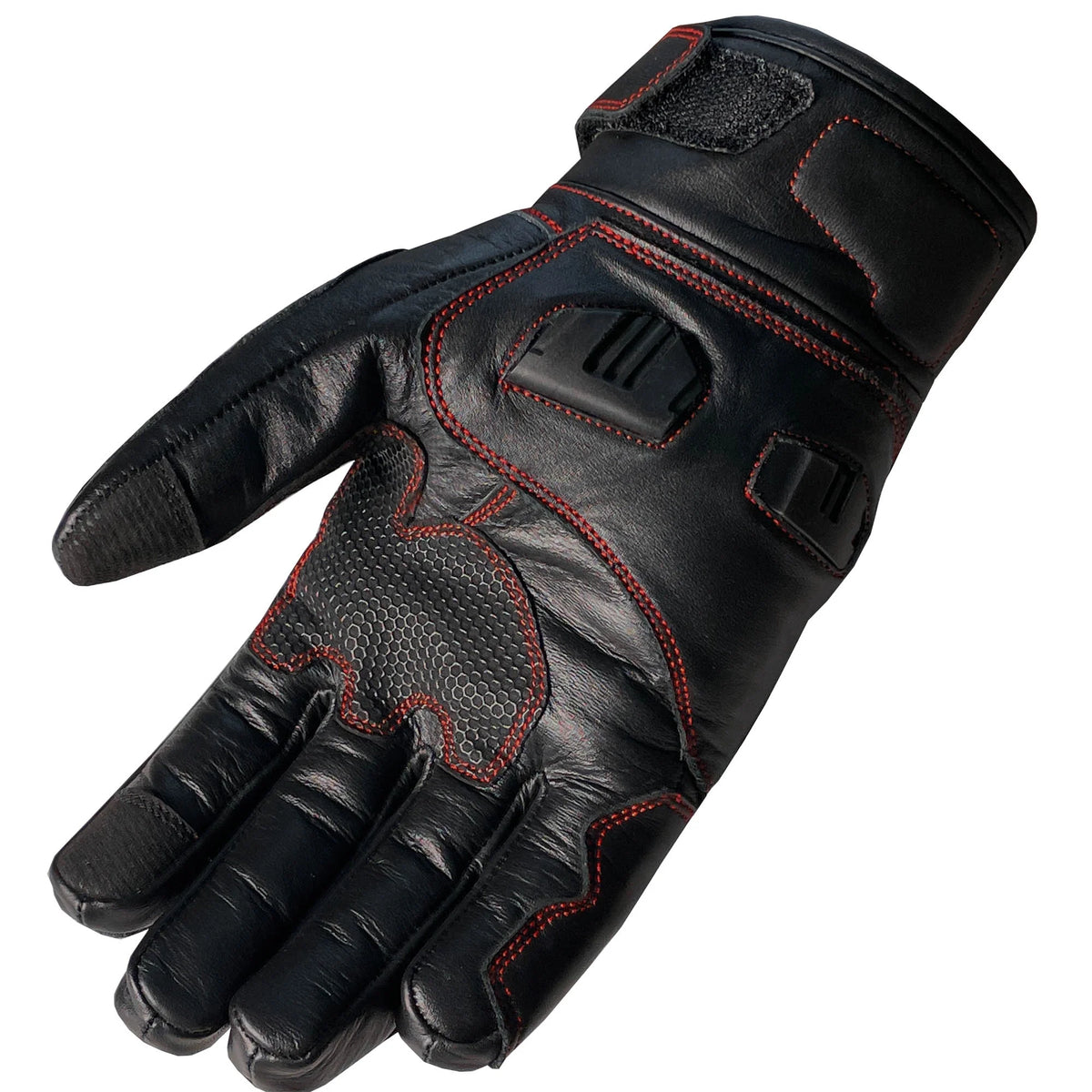 Black Red Leather Motorcycle Biker Gloves T684