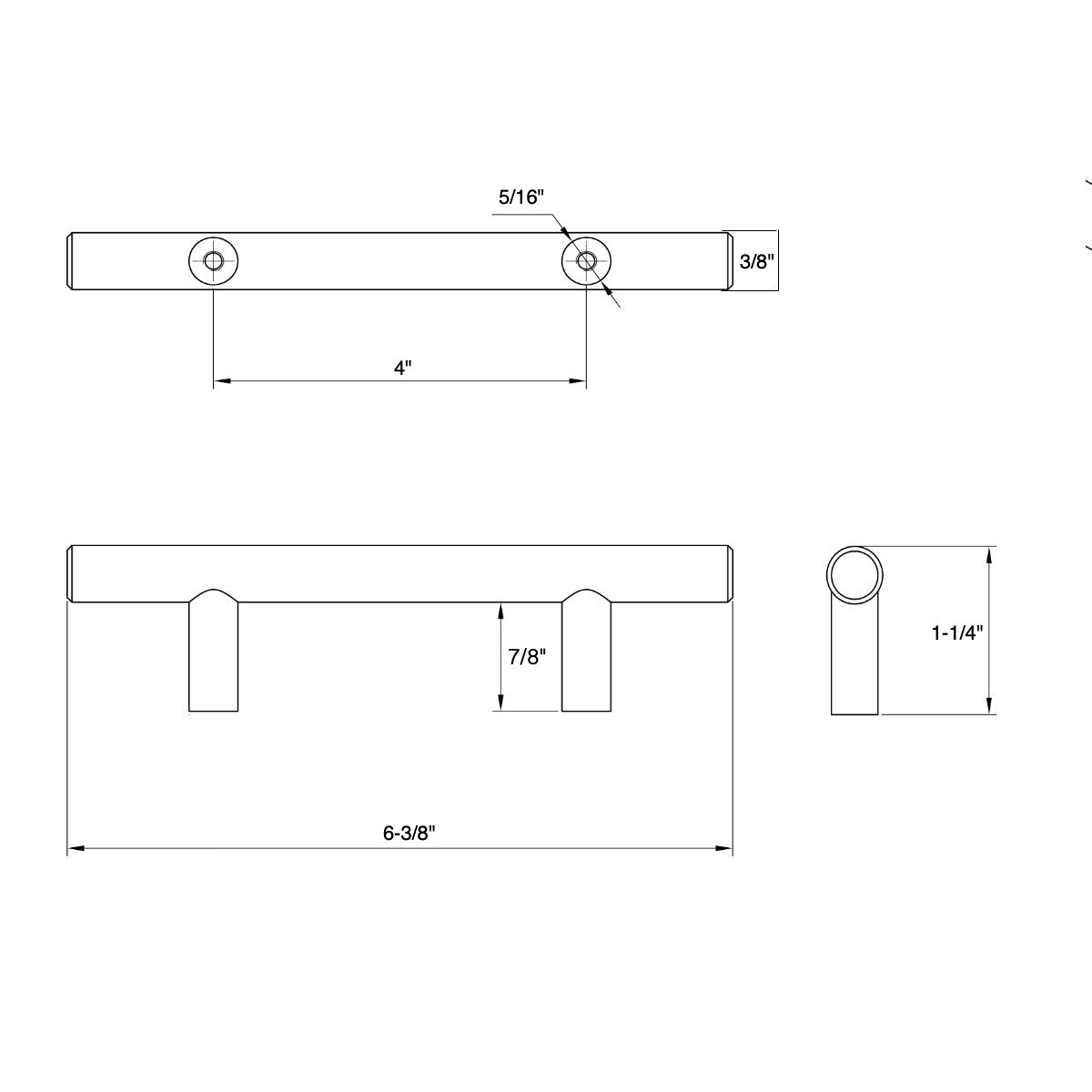Oil Rubbed Bronze Solid Steel 3/8 inch Slim Line Euro Style Cabinet Hardware Bar Pull K837973