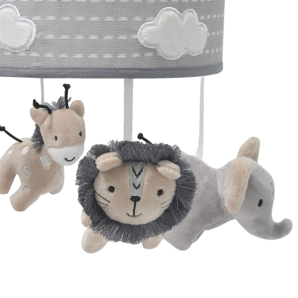 Jungle Safari Musical Baby Crib Mobile, Gray, Beige, White, Animals Pack of 2 Q39721