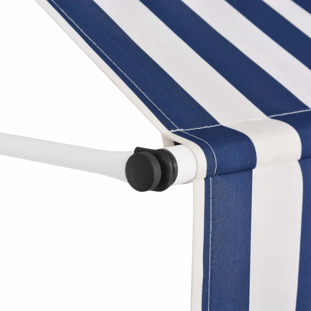 Manual Retractable Awning 39.4" Blue and White Stripes K37774
