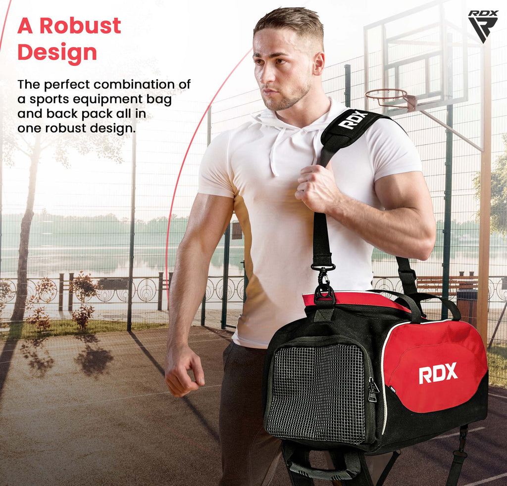 RDX Kit Bag Gym Duffle Sports Holdall Gear MMA Fitness Exercise Equipment Backpack Hiking Luggage Shoulder Sportswear Lightweight Rucksack Handles Running Zipper Travel Carry on Shoe Compartment J2373