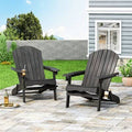 Dark Gray Solid Wood Folding Adirondack Chair E110654