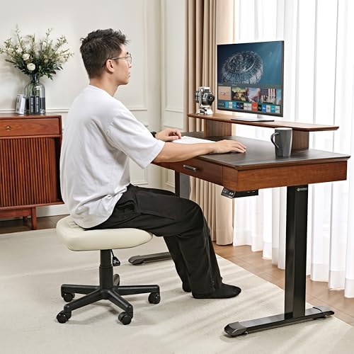Height Adjustable Beige Foot Stool with Wheels K471967