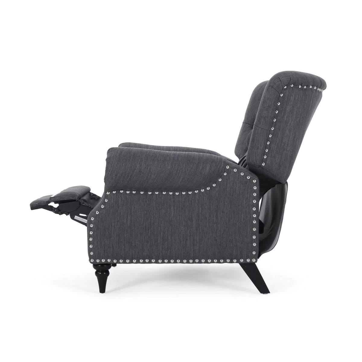 Navy Blue Fabric Recliner with Nailhead Trim M956