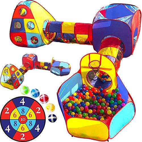 5pc Kids Playhouse Jungle Gym with Pop Up Tents, Tunnels, and Basketball Pit with Zipper Storage Case P875