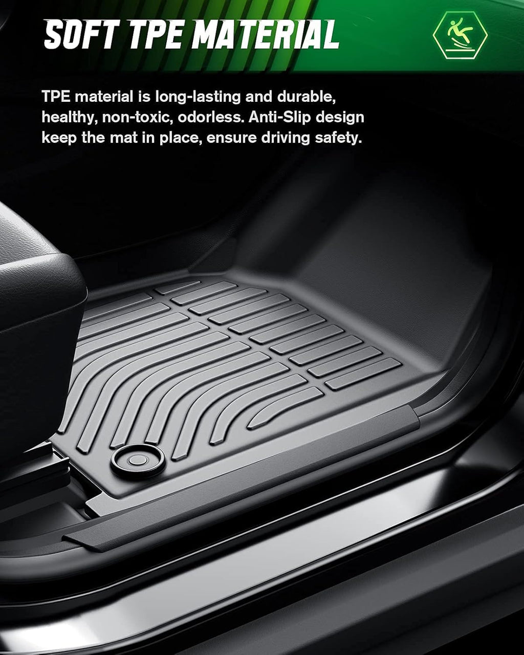 Black TPE Car Floor Mats Full Set Y730