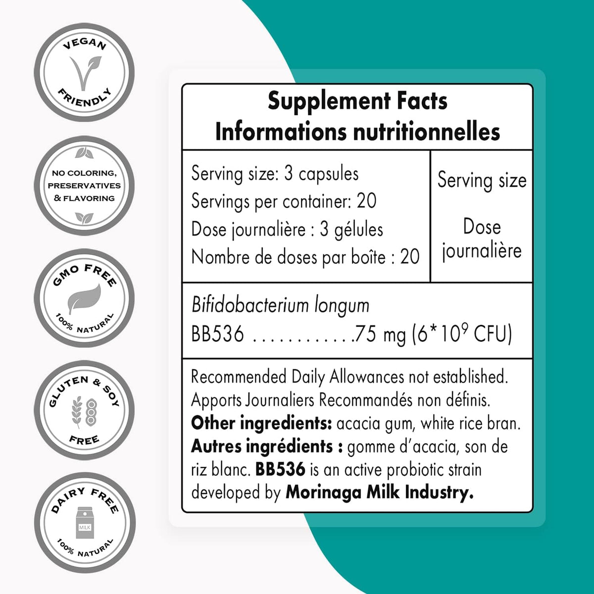 Bifidobacterium Longum Probiotics Supplement 60 DR Capsules X87801