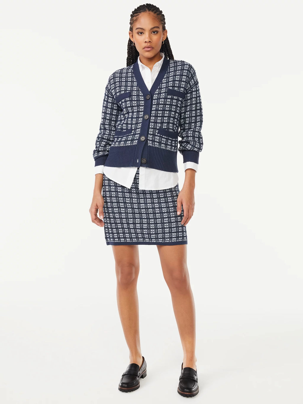 Tweed Mini Sweater Skirt D58973
