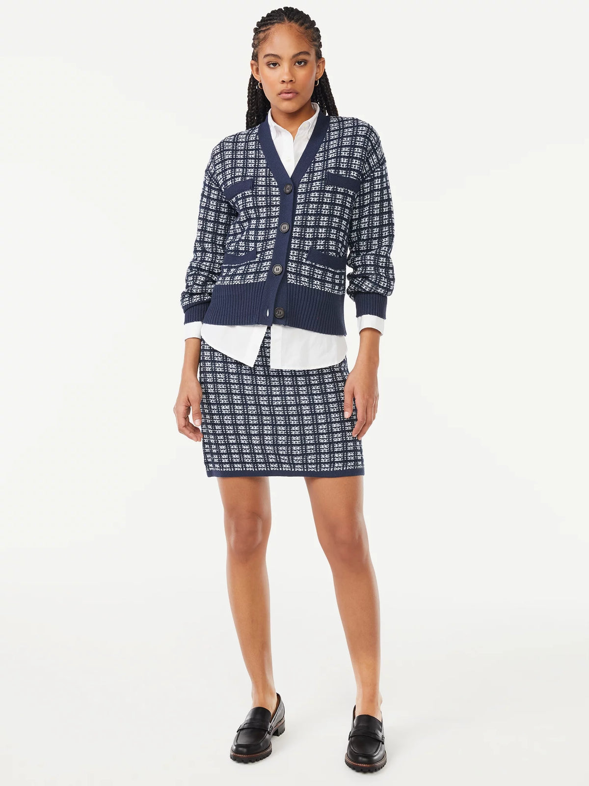 Tweed Mini Sweater Skirt D58973