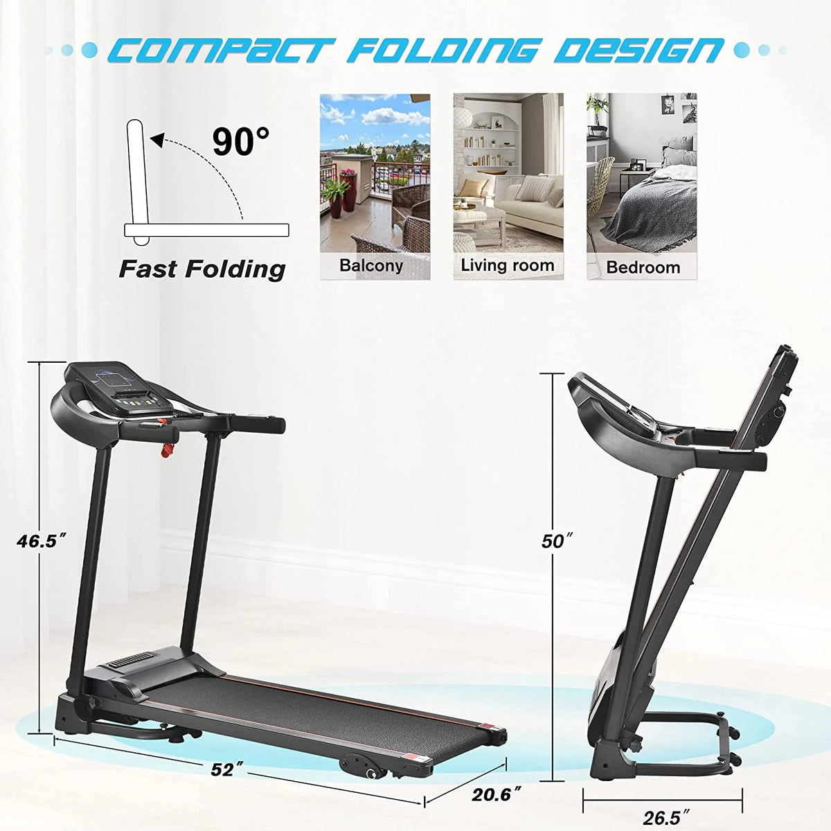 Folding Treadmill with Bluetooth and Incline O39580