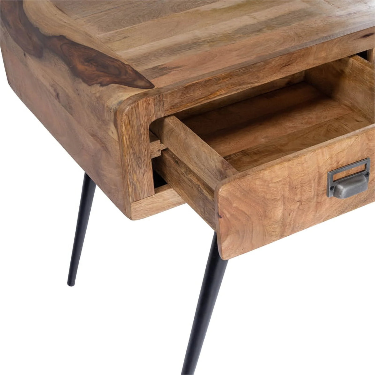 Rustic Industrial Natural Wood and Metal Desk in Brown Y297