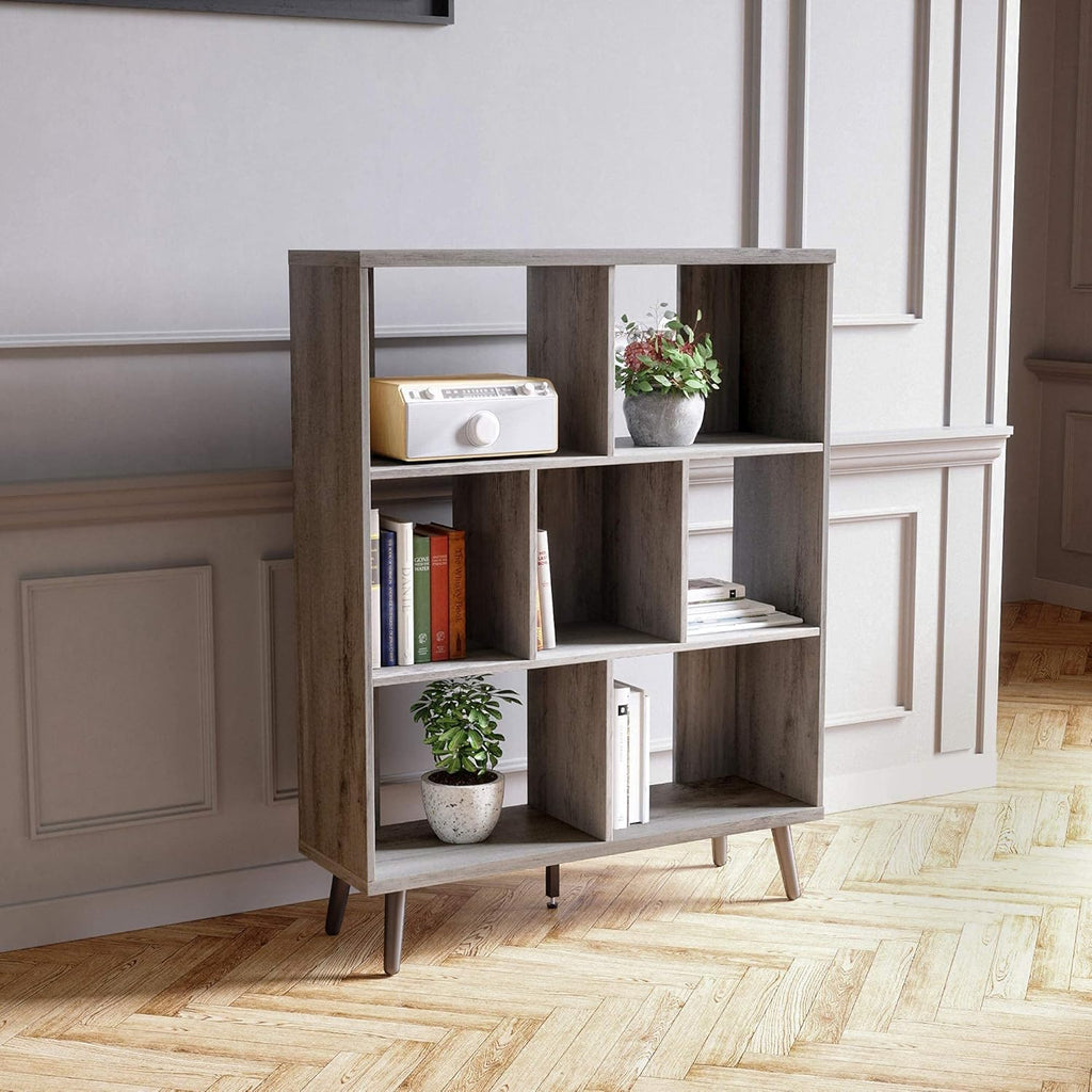 Ash Wood Black 7 Cube Bookshelf F3743