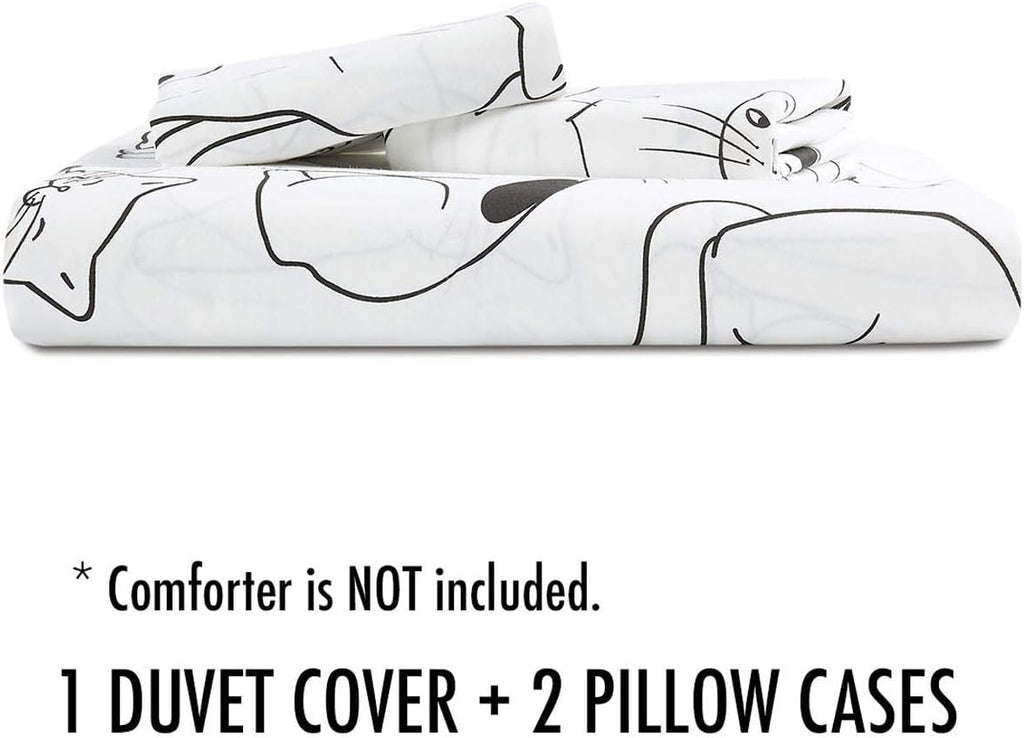 White 100% Cotton Twin Size Duvet Cover Set with Zipper Closure I687542
