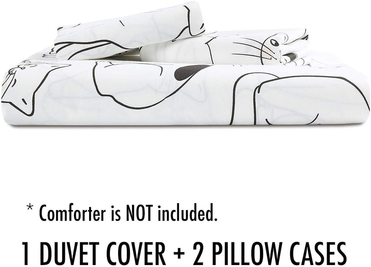 White 100% Cotton Twin Size Duvet Cover Set with Zipper Closure I687542