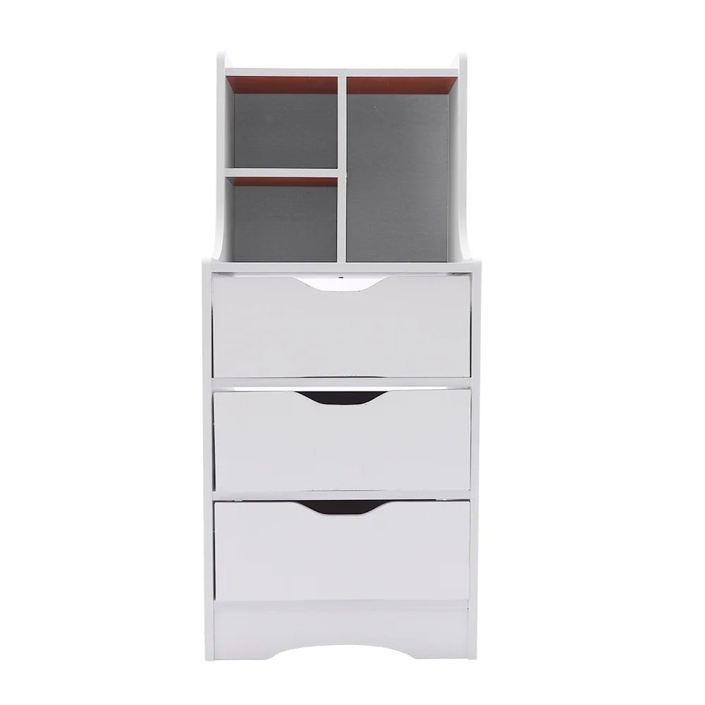 White 3 Drawer Nightstand with Storage Shelf S15475