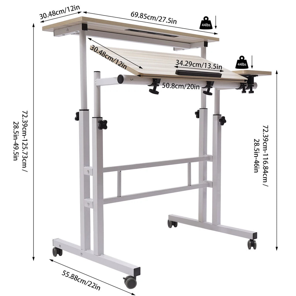 Mobile Adjustable Height Standing Desk with Wheels B626930