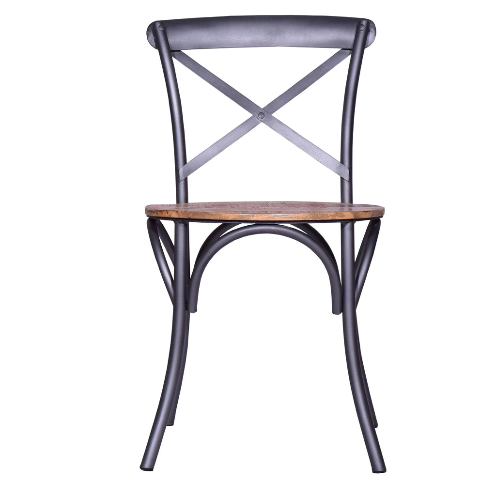 19 Inch Industrial Dining Accent Chair with Mango Wood Seat V177256