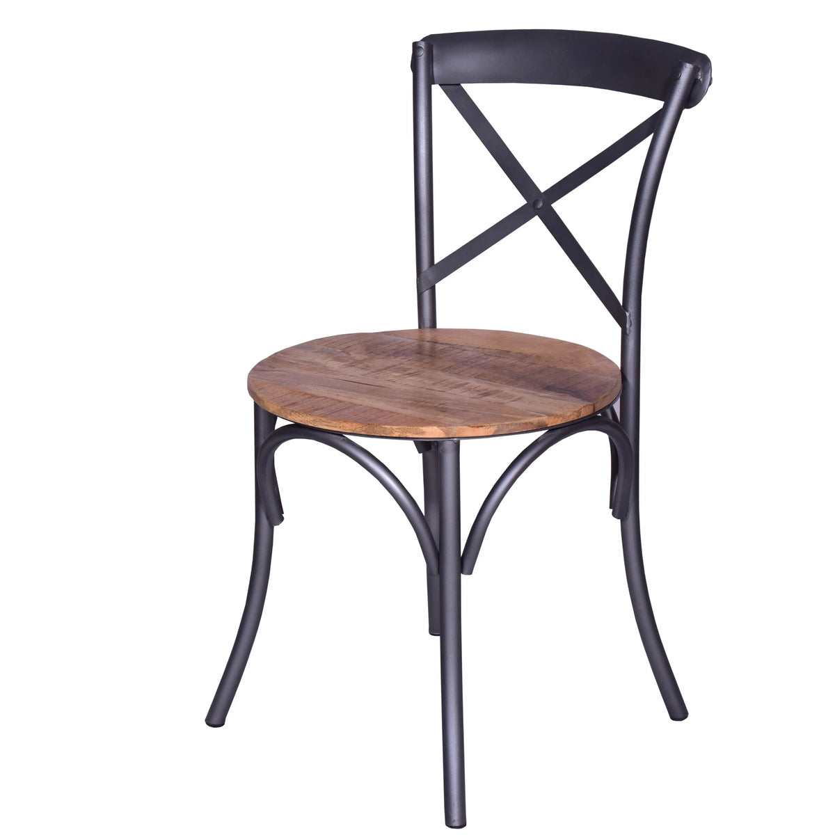 19 Inch Industrial Dining Accent Chair with Mango Wood Seat V177256