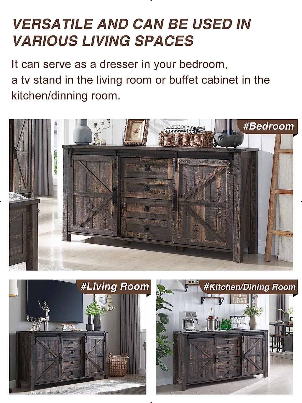 4 Drawer Light Rustic Oak Wood Dresser F691