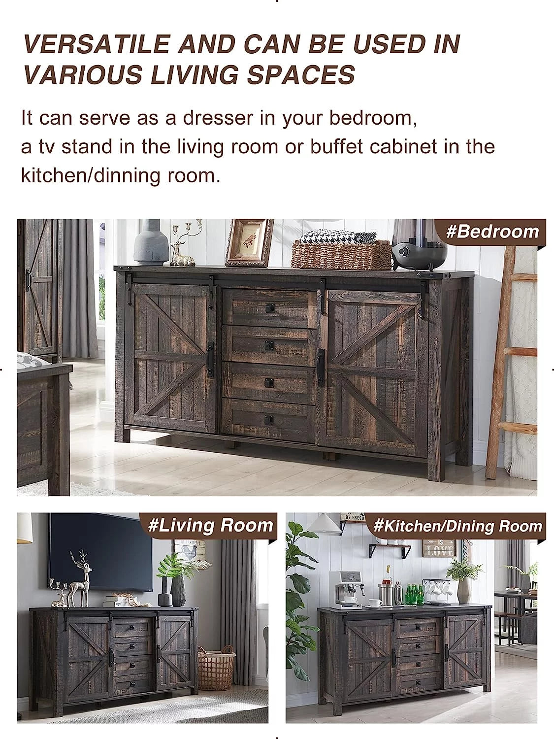4 Drawer Light Rustic Oak Wood Dresser F691