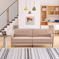 Beige Linen Fabric Folding Futon Sofa Bed with Metal Leg M411620