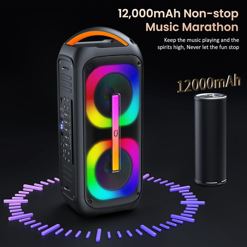 Karaoke Machine with 2 Microphones, Bluetooth Speaker with Dual 6.5" Subwoofer I733
