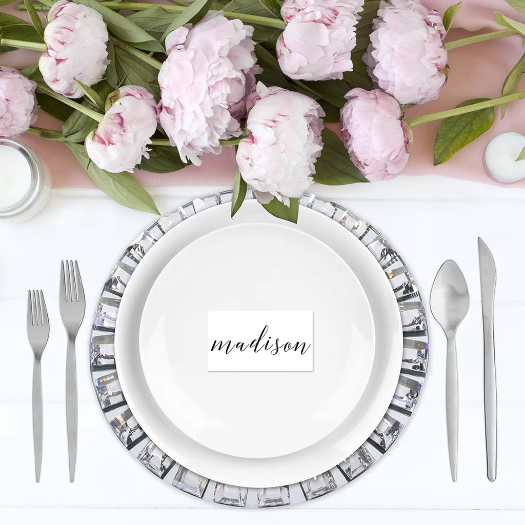 Set of 4 Silver Mirrored Glass Charger Plates X668855
