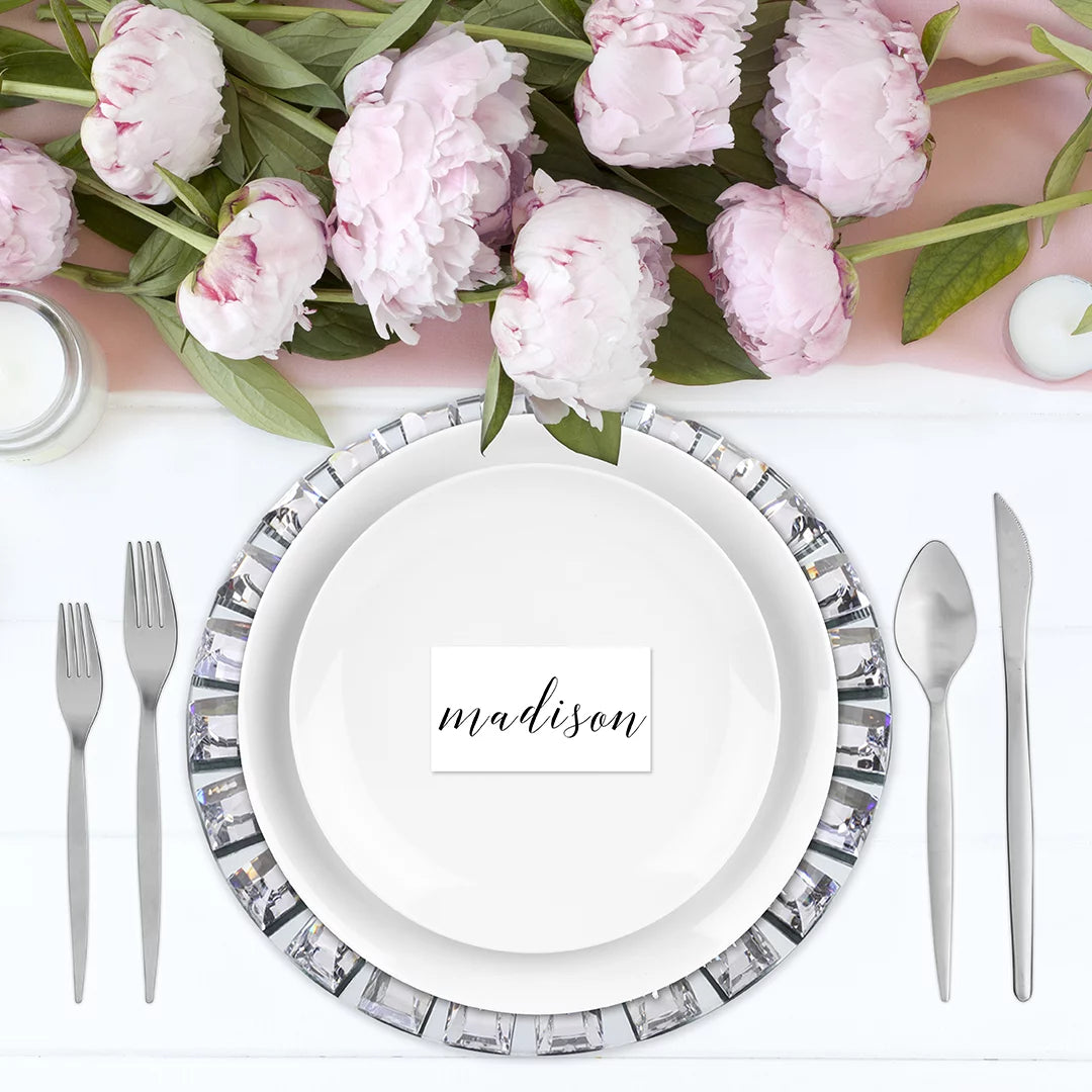 Set of 4 Silver Mirrored Glass Charger Plates X668855
