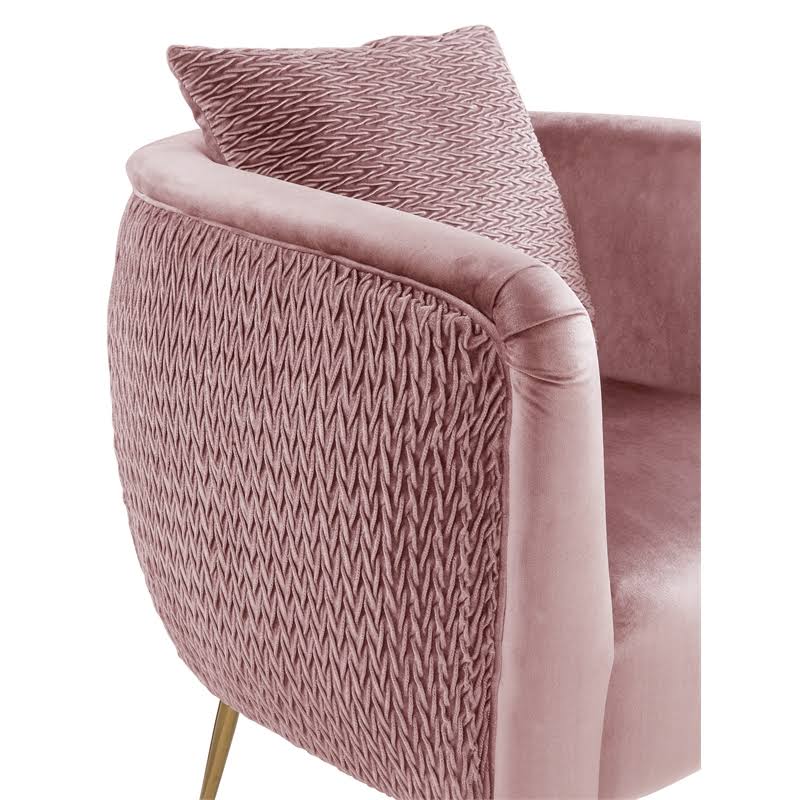 Blush Pink Velvet Barrel Accent Chair with Metal Legs G356