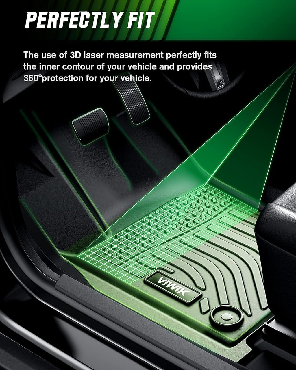 Black TPE Car Floor Mats Full Set Y730