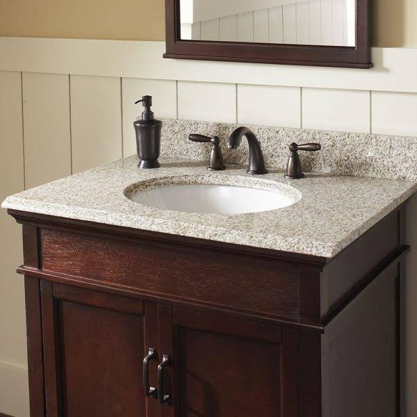 31x22 Golden Hill Granite Vanity Top with White Bowl Q4575