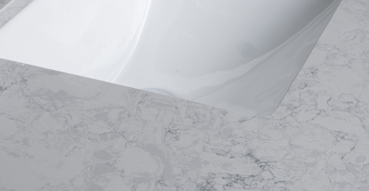37in Grey Engineered Stone Vanity Top with Ceramic Sink B8201